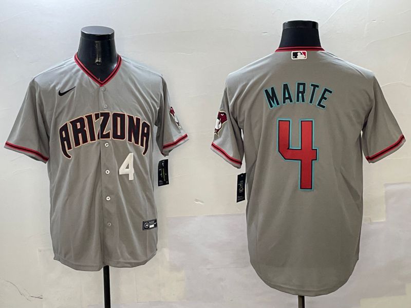 Men Arizona Diamondback #4 Marte Grey Game 2025 Nike MLB Jersey style 5->atlanta braves->MLB Jersey